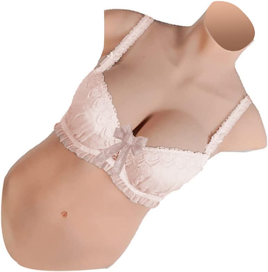 YRZGSAWJ Silicone Breastplate Half Body Crossdresser Breasts silicone boobs Non Sticky Matte Skin for Crossdressers Drag Show