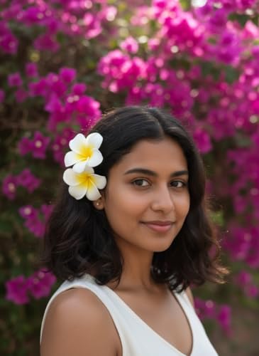 Pack of 2 Yellow Hawaiian Plumeria Foam Flower Hair Clip – Tropical Frangipani Hairpin Barrette for Women & Girls | Beach Party, Holiday, Luau, Wedding & Event Decoration | Soft Lightweight Foam Hair Accessory (7cm)