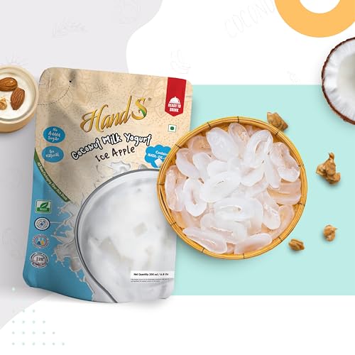 Image of HandS Dairy-Free Coconut Yogurt with Ice Apple | Plant-Based Vegan Yogurt Drink with Fresh Fruit Pulp & Palm Sugar Crystals | No Preservatives or Chemicals | 200g Each (Pack of 2)