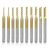 VOBOR 10 Stücke Schaftfräser 1,0-3,0mm, Titan Beschichtete Hartmetall CNC Fräser, 1.0mm, 1.5mm, 2.0mm, 2.5mm, 3.0mm, 2 Stück pro Größe