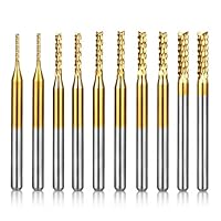 VOBOR 10 Stücke Schaftfräser 1,0-3,0mm, Titan Beschichtete Hartmetall CNC Fräser, 1.0mm, 1.5mm, 2.0mm, 2.5mm, 3.0mm, 2 Stück pro Größe