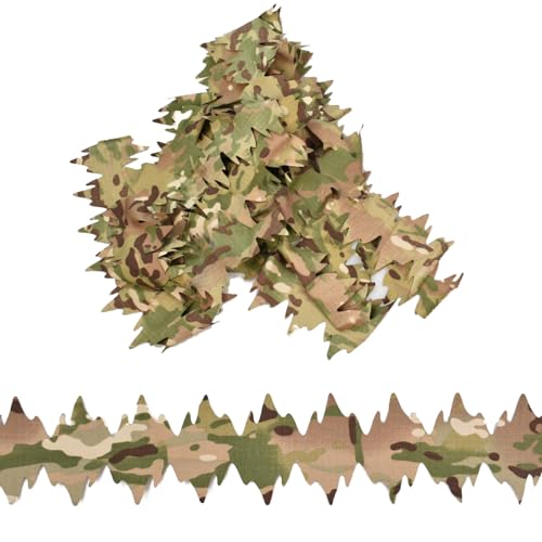 Hdlsina Camo Loose Leaf Strip Laser-Cut Leaf Strips 3D Camouflage Accessories 5 Feet for Hunting Blinds, Rifle Wraps & DIY Ghillie Suits (Camo 4pc)