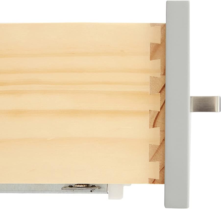 DKB Beckford 42-Inch Grey Bathroom Vanity, 1.5-Inch Pure White Quartz Countertop, Solid Wood Cabinet, Rectangular Undermount Sink, 2 Soft Closing Doors, 9 Drawers, Brushed Nickel