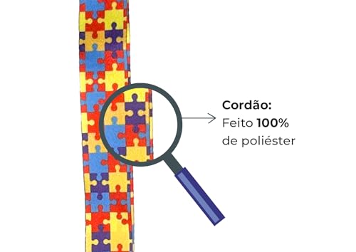 Cordão Para Autismo e Deficiências Ocultas Engate Mosquetão (Quebra-Cabeça Amarelo)