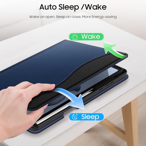 Fintie Case for Samsung Galaxy Tab S11 5G 11 Inch 2025 Model (SM-X730/X736B) with S Pen Holder, Multi-Angle Viewing Soft TPU Back Cover with Pocket, Auto Wake/Sleep, Navy by FINTIE - Used condition - Image 8