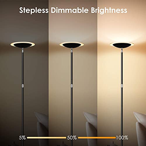 Dimmable Floor Lamps For Living Room, 71" Torchiere Floor Lamp With Touch Control, 20W Led Bright Tall Pole Lamp, 3000K Daylight, Modern Standing Lamp For Bedroom/Office/Den, Sky Stand Up Lamp Black #TOP3