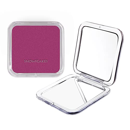 Magnifying Compact Mirror - Snowflakes Elegant Compact Pocket Mini Makeup Mirror Double Sided 1X/15X Magnification Cosmetic Mirrors Handheld Portable For Travel And Purses (Purple) #TOP13