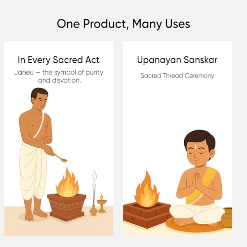 Image of Janeu Yagyopavit Dhaga for Brahmin | 20 Pieces Janau with Haldi Pouch | Pure Sacred Thread for Rituals, Worship, and Spiritual Blessings | Pack of 1 (Yagyo Pavitam for Puja)