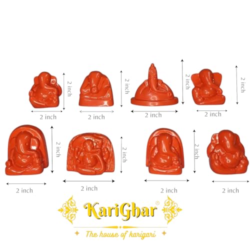 Image of KariGhar Ashtavinayak Ganesh Ji /Ganpati Bappa Murti Perfect for Office Table,Study Table, House Warming, Home, Puja Ghar, Decoration & Gifting 2 inch Religious