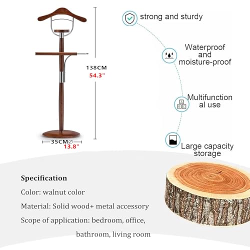 KPHYMOD Galan de Noche Soportes Para Trajes, Estantes Para Ropa De Mayordomo, Soporte De Valet Para Trajes De Madera, Estante Para Ropa Para Oficina, Sala De Estar, Dormitorio, Centro Comercial - imagen 2