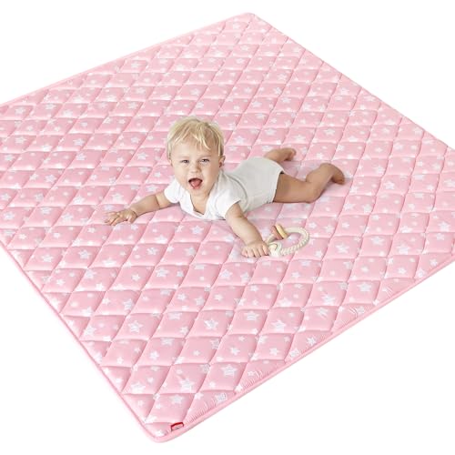 Image of Premium Foam Baby Play Mat, 50''x50'' Playpen Mat, One-Piece Crawling Mat Non Slip Cushioned Mats for Babies, Infant and Toddler, Baby Floor Play Mat, Pink