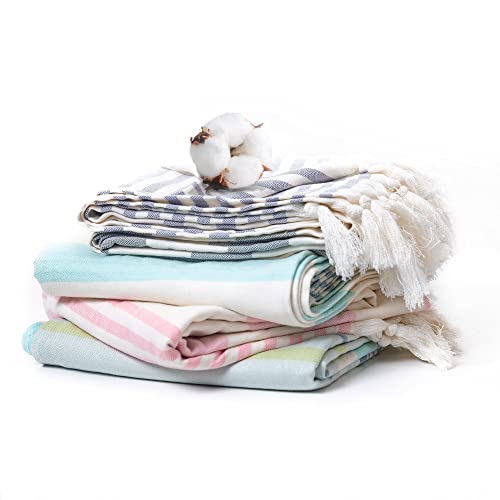 Winthome Bamboo Cotton Turkish Beach Towel Pink 59''X29'' Quick Dry, Lightweight, Travel Towel For Adults Ideal Swim Towel Beach Gifts For Women #TOP6