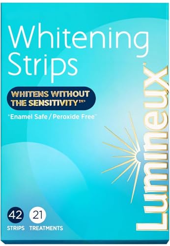 Lumineux White Strips – Bandes Blanchissantes Dents Sans Sensibilité – 42 Bandes / 21 Traitements – Sans Peroxyde – Sûr pour l’Émail – Résultats Visibles en Quelques Jours