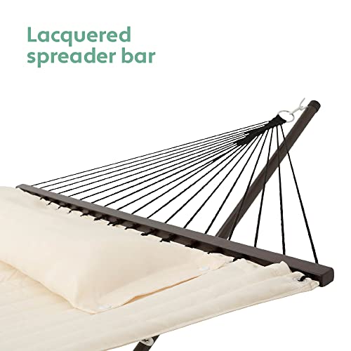 Vita5 Soporte para Hamaca con Soporte Lateral, hamacas de jardín para 2 Personas, Mesa Auxiliar y Almohada Desmontable, Capacidad de 200 kg, Hamaca Interior y Exterior para Patio, Piscina o Patio - imagen 10