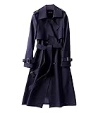 Estilo y función: gabardina larga para mujer, gabardina con cinturón, gabardina cruzada para mujer, chaqueta cortavientos con cuello de solapa y bolsillo, los abrigos de mujer brindan calidez y resistencia al viento, edición de moda que se adapta a todo tipo de cuerpo femenino, crea una silueta favorecedora y de moda para ti.