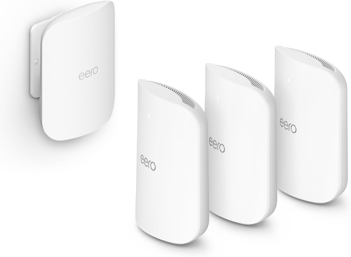 Amazon eero Max 7 (3-pack) with Amazon eero Outdoor 7 (1-pack) mesh wifi system