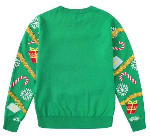 Lovekider 7-14 Years Girls Ugly Christmas Sweater for Kids Tinsel Garland Embellished Holiday Knit Pullovers2