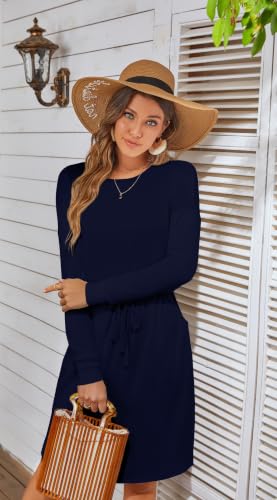 Image of Simier Fariry Womens Fall Winte Long Sleeve Knee Length Casual Dress with Pockets