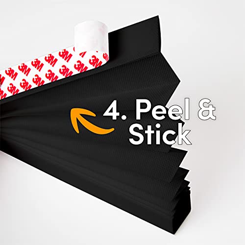 Biltek Cut-To-Size Light Filtering Pleated Fabric Shades, Cordless Fabric Window Privacy Shades - 48" W X 72" H, Black #TOP5