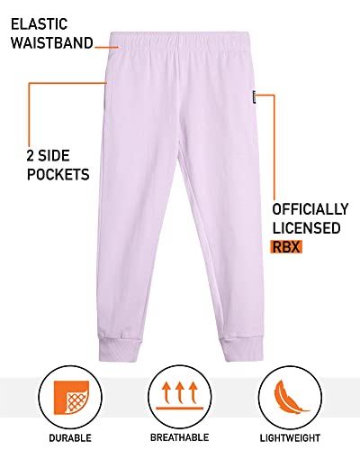 Rbx Girls' Sweatpants - 4 Pack Active Fleece Jogger Pants (Size: 4-16), Size 7-8, Grey Multi/Lavender Black #TOP1