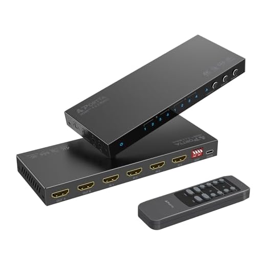PORTTA HDMI Matrix 4x2 4K 60Hz, 4 in 2 Out mit Toslink 3.5 mm Audio Extractor ARC 16 EDID Modes 4K Downscale und IR Fernbedienung, unterstützt HDMI 2.0b HDCP 2.3/2.2 HDR 3D