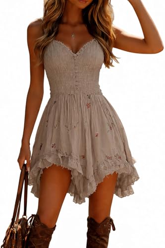 Spaghetti Strap Dresses for Women 2026 Summer Floral Mini Dress