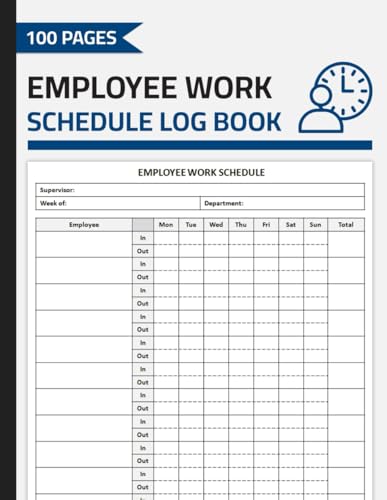 Employee Work Schedule Log Book: Weekly Staff Shift Schedule