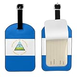 Étiquette à bagages en cuir imprimé drapeau du Nicaragua. Souple et pratique, elle...