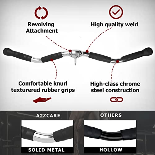 A2Zcare Cable Machine Accessories For Weight Lifting, Lat Pull Down Attachment V Handle, V-Shaped Bar, Tricep Rope, Rotating Straight Bar (Curl Bar With Rubber) #TOP4
