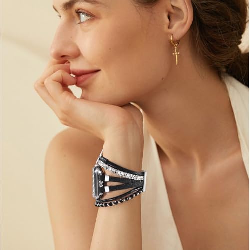 Boho Bracelet & Case Compatible with Apple Watch Band 40mm 44mm 45mm 46mm 41mm 38mm 42mm(S11 S10) Women, Dressy beaded Handmade Leather Strap for iWatch Series11 10 9 8 7 6 5 4 3 2 1 SE by Fancywrist - Used condition - Image 7