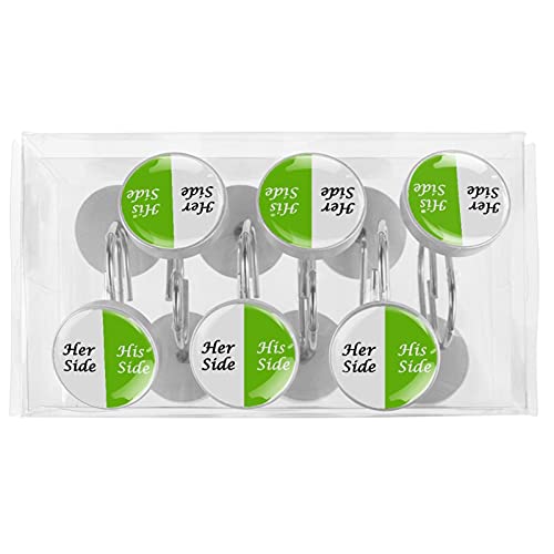 Crochets de rideau de douche lot de 12 en acier inoxydable blanc et vert - 6