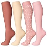4 Pairs Compression Socks for Women, Non-Slip Knee High Flight Socks, Compression Stockings Women, Comfortable Support for Athletic Running Cycling Travel & Work