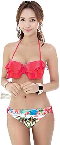 Amazon ヤシの木柄 ホルターネック フレアトップビキニ 2点セット ビキニ セパレーツ 通販