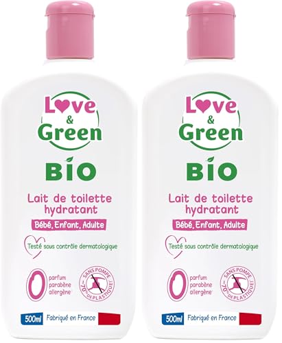 Love & Green - Lait de Toilette Hydratant Bio 0% 500 ml - Fabriqué en France
