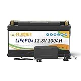 FLLYROWER 12V 100AH Lifepo4 Battery with 100A BMS 10-Year Lifespan for Trolling Motor RV Camping Golf Cart Solar Include a Charger