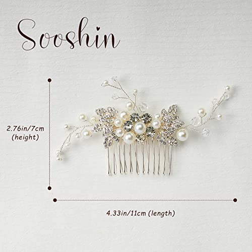 Sooshin Bridal Hair Comb Pearl Wedding Hair Accessories For Brides Crystal Wedding Headpiece For Bride And Bridesmaids Rhinestone Hair Accessory For Women And Girls (A-Silver) #TOP1