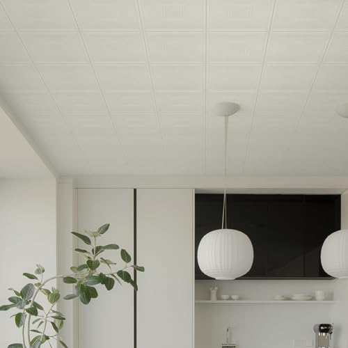 Ceiling Tiles Peel and Stick Waterproof 3D Foam Self-Adhesive Ceiling Sticker 13.8 in×13.8 in, Pack of 16, Covering 21 sq.ft for Ceiling and Wall - Thumbnail 7