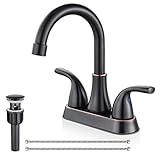 Cinwiny Oil Rubbed Bronze Centerset 4 Inch Bathroom Sink Faucet Two Handle Vanity Bathroom Faucet wi