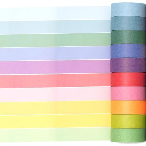 YUBX Pastel Washi Tape Lot de 20 rouleaux de ruban adhésif coloré pour bricolage, artisanat décoratif, emballage cadeau, scrapbooking – vue 2