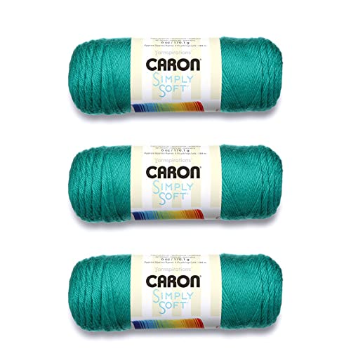 Image of Caron Simply Soft Cool Green Yarn - 3 Pack of 170g /6oz - Acrylic - 4 Medium (Worsted) - 315 Yards - Knitting /Crochet