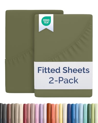Twin XL Fitted Bed Sheet - College Dorm Bed Fitted Sheet Only - Dorm College Bedding w/ 8-16 Inch Deep Pockets - Ultra-Soft Breathable & Wrinkle Free - Easy-Care Fade & Shrink Resistant - Sage Green