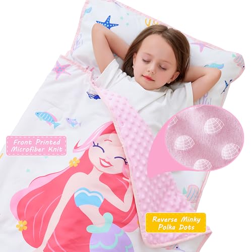 Image of Lasoftan Toddler Nap Mat with Pillow and Blanket, Extra Large Rolled Napping Mats,Slumber Bags for Boys Girls,Kids Sleeping Bag for Daycare, Preschool Travel Camping