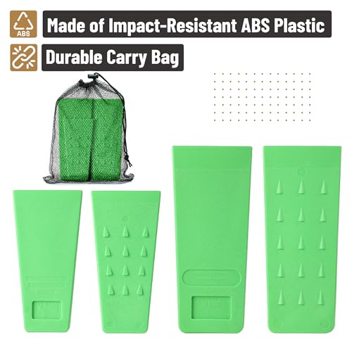 Image of UNCO- Tree Felling Wedges with Spikes, 4 pcs, 5.5 inch and 8 inch, Green, Plastic Wedges for Tree Cutting, Logging Tools and Equipment