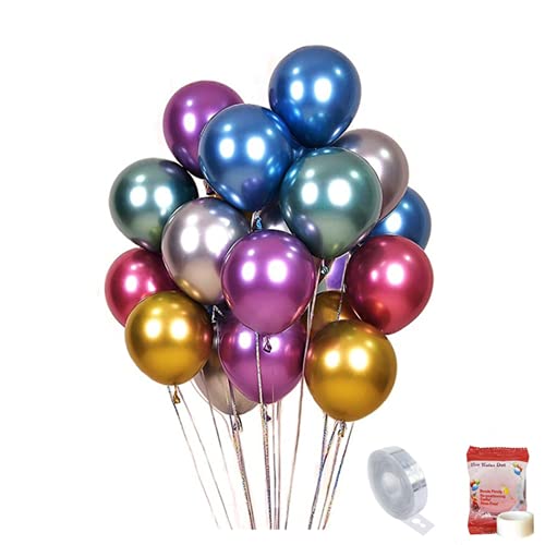 Colorful Party Balloons 100pcs 12inch Chrome Metallic Helium Balloons for Birthday Party Decoration and Arch Decoration Wedding Birthday Baby Shower Christmas Party