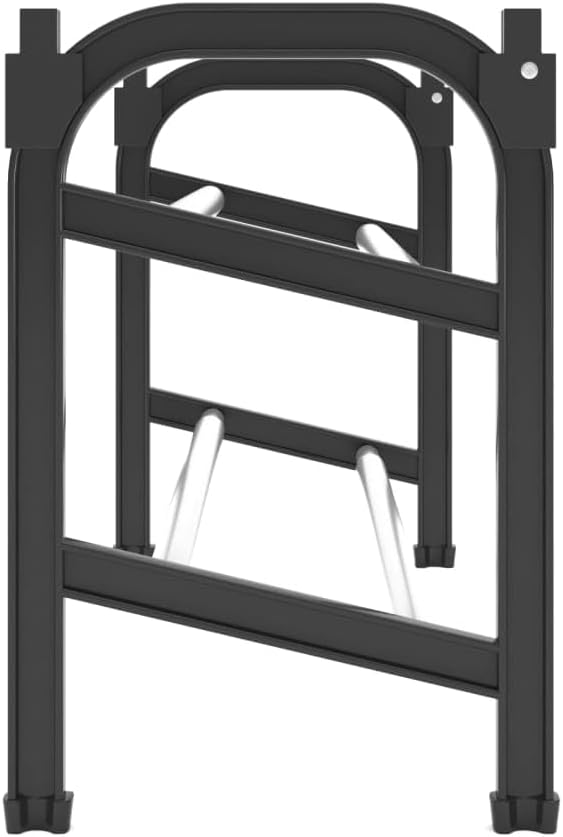 vidaXL Extendable Shoe Rack with Customizable Length, 2 Shelves for Organized Storage, Stackable - Aluminium Frame, Black/Silver Color