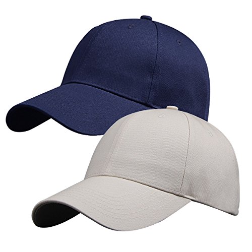 YSense Pack of 2, Plain Baseball Cap,Embroidery Hip Hop Dad Snapback Hat, Black and White