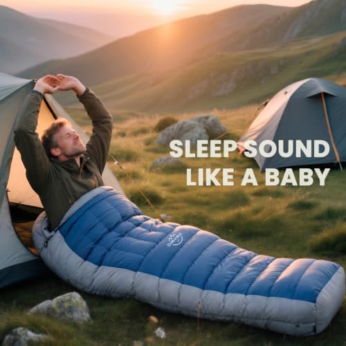Bolsa de dormir Mummy Down, relleno 600 Fill Power, ligera y compacta, para clima frío y cálido, para camping adulto miniatura 6