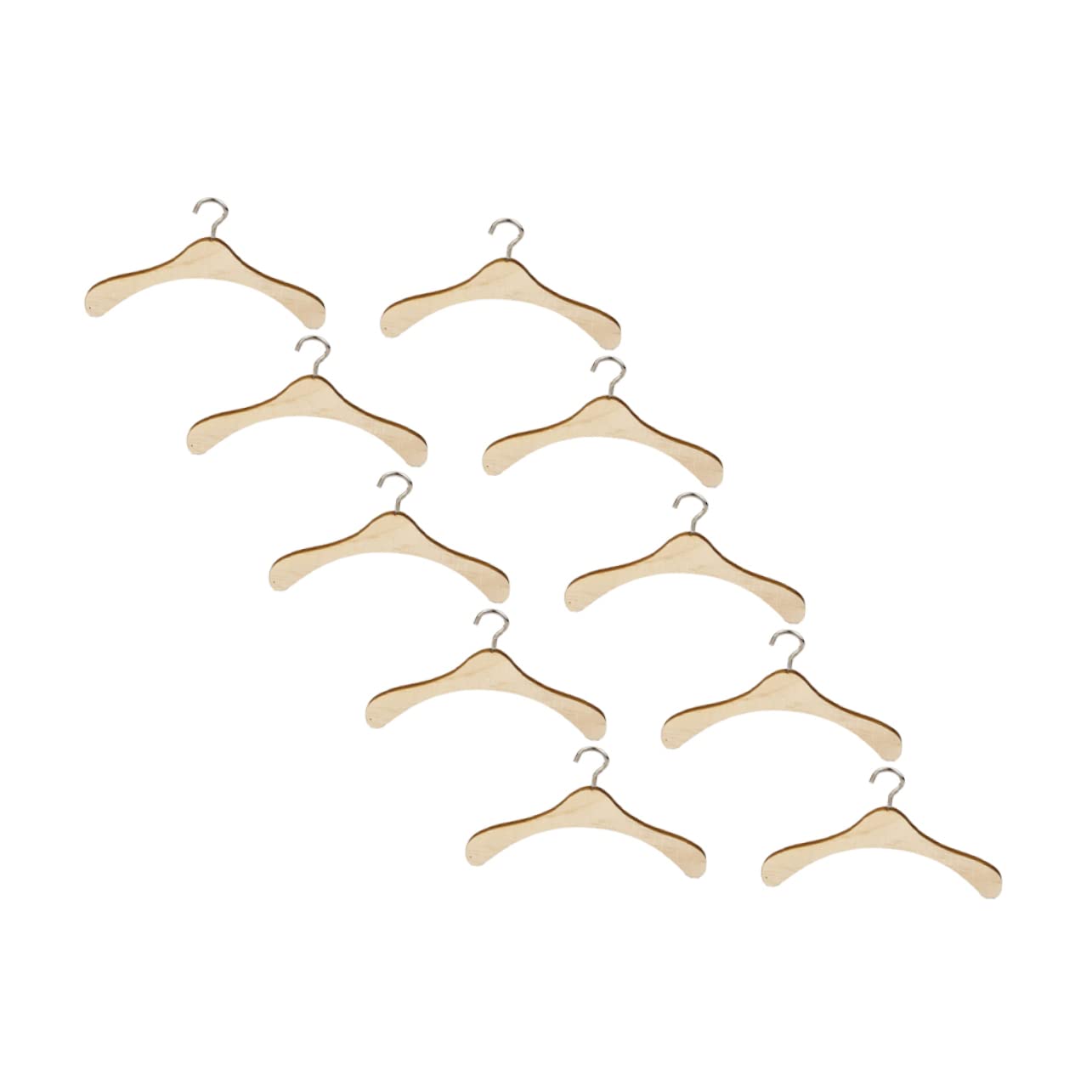 KICHOUSE 10Pcs Wooden Doll Clothes Hanger Doll Outfits Storage Racks for Room for Organizing Displaying Doll Clothing