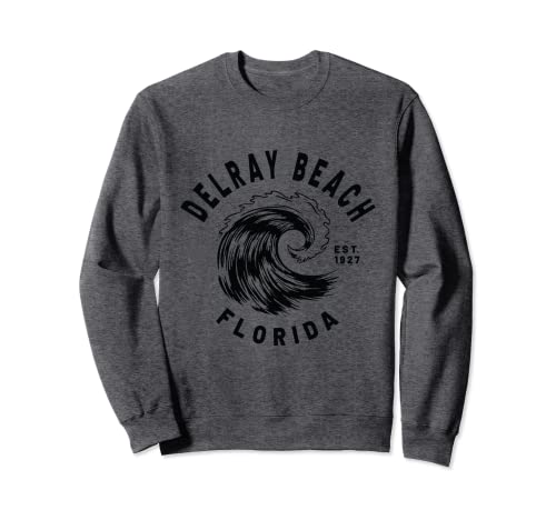 Fun Delray Beach Florida Vintage Ocean Wave Novedad Arte Sudadera
