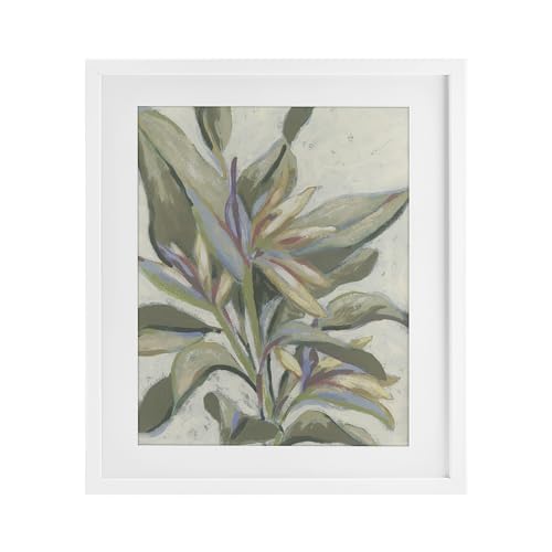 Stupell Industries Pastel Paradise Leaves White Framed Print Under Glass